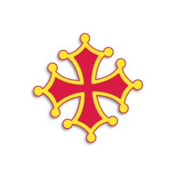 Autocollant Croix occitane sang et or 6.5 cm