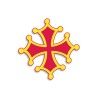 Autocollant Croix occitane sang et or 6.5 cm